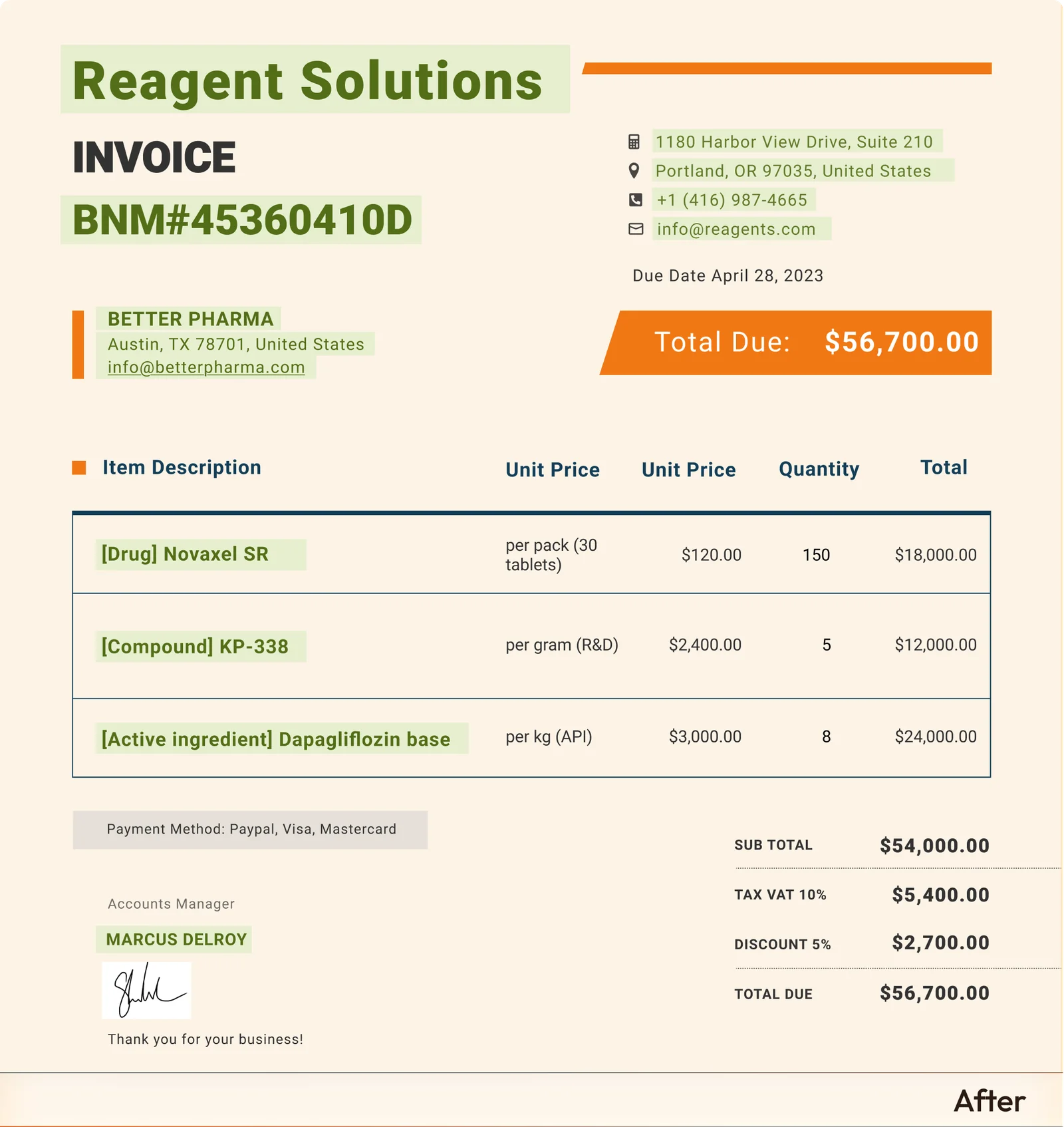 Invoice after desensitization by Mavs AI